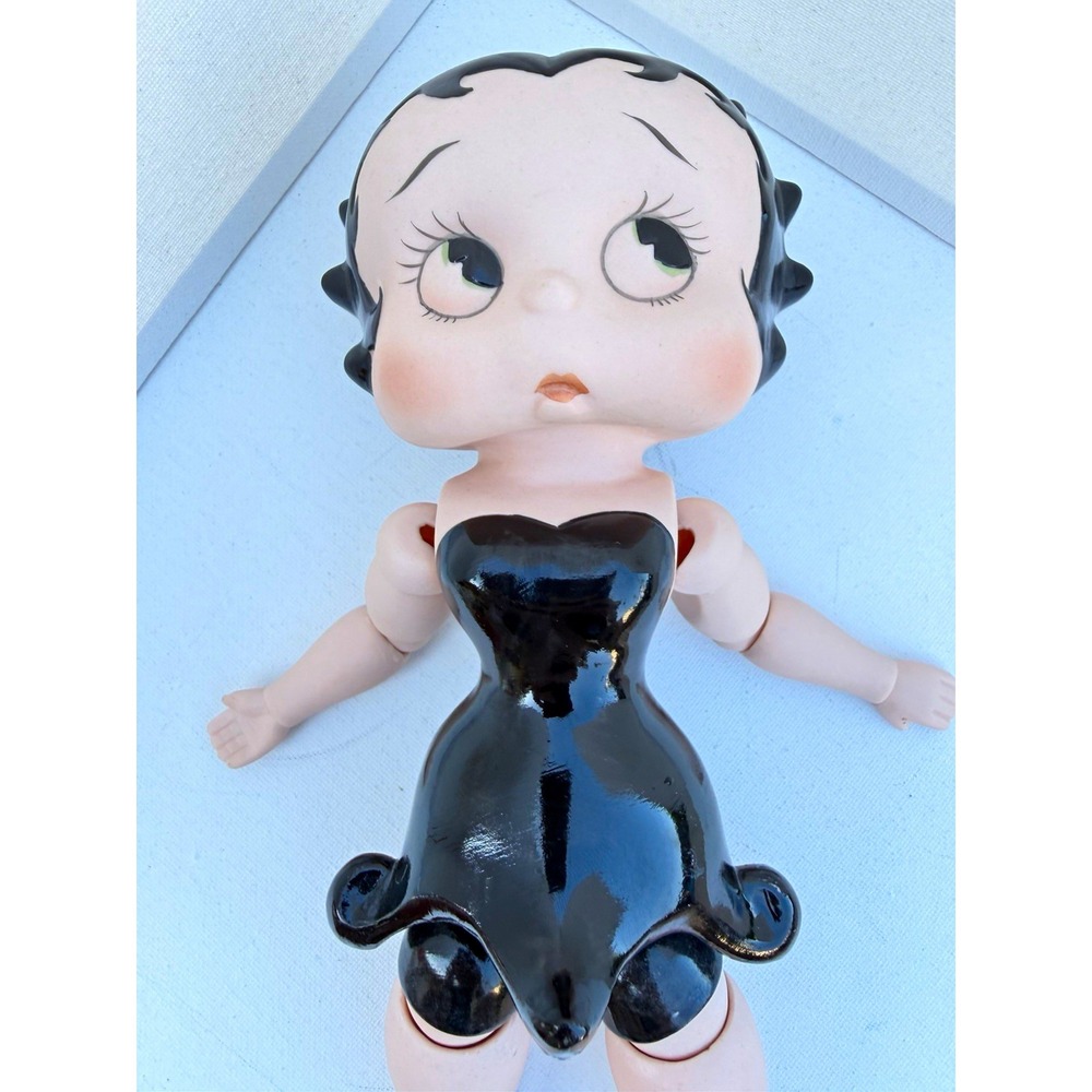 Betty Boop Porcelain Fashion Doll Black Dress Straight Black Hair Collectible